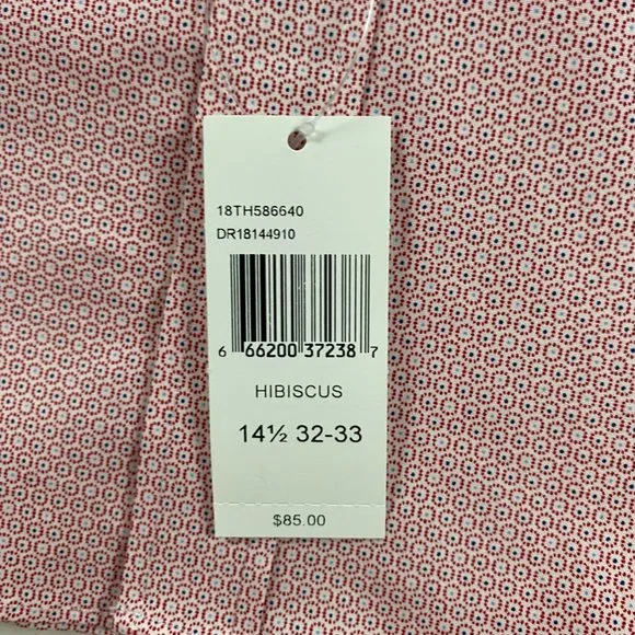 NWT Tommy Hilfiger CoolMax Slim Fit Stretch Shirt Mens Small 14.5  32/33 Red - Picture 5 of 12